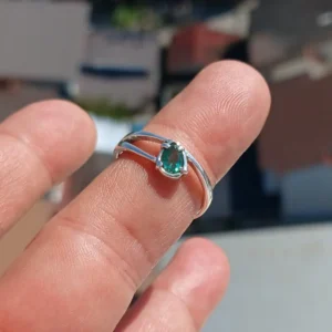 Emerald Ring, Sterling Silver Ring, natural green Emerald, Pear Shaped Emerald, handmade emerald ring, unique design, gift for her, Size 7.5