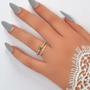 Stackable 2 pcs Wedding Promise Rhinestone Multiple Engagement Finger Rings set